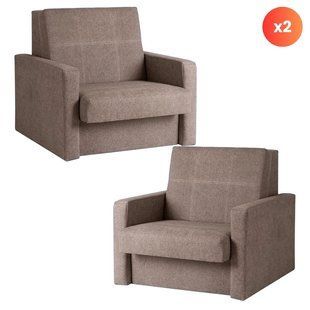 Набір з 2х розкладних крісел MEBEL ELITE MILAN 1, 98 см MEBEL ELITE Беж / тканина