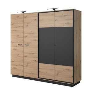 Шафа для одягу Perfect Home Нест / Nest 4-дверна 4D/220 Дуб артизан/антрацит жива фотографія
