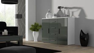 Комод UNI Cama 132 Білий Мат / Сірий Глянець жива фотографія