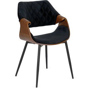 Стул бархатный MEBEL ELITE DAKOTA Velvet черный / ореховый реальная фотография