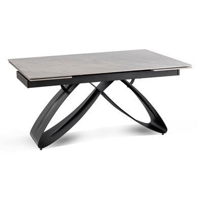 Комплект стола MEBEL ELITE LUIGI 160(240)х90 см серый мрамор/черный и 4 стульев PAUL темно-серого цвета реальная фотография