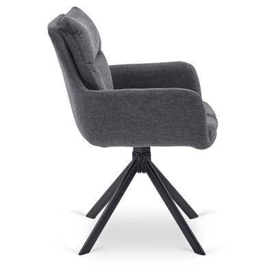 Комплект стола MEBEL ELITE LUIGI 160(240)х90 см серый мрамор/черный и 4 стульев PAUL темно-серого цвета реальная фотография