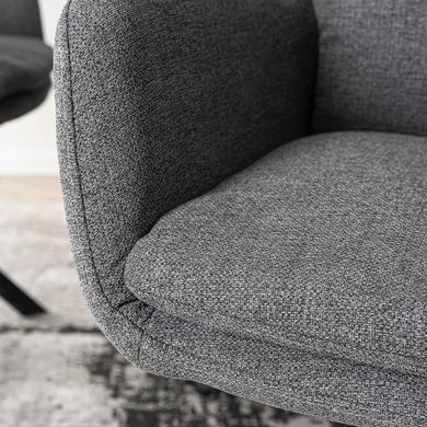 Комплект стола MEBEL ELITE LUIGI 160(240)х90 см серый мрамор/черный и 4 стульев PAUL темно-серого цвета реальная фотография