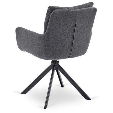 Комплект стола MEBEL ELITE LUIGI 160(240)х90 см серый мрамор/черный и 4 стульев PAUL темно-серого цвета реальная фотография