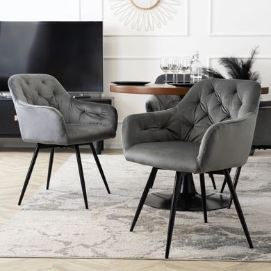 Стул поворотный бархатный MEBEL ELITE IDA Velvet Серый реальная фотография