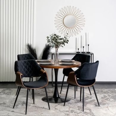 Стілець оксамитовий MEBEL ELITE DAKOTA Velvet чорний / горіховий жива фотографія