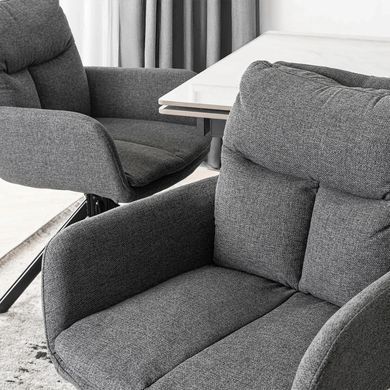 Комплект стола MEBEL ELITE LUIGI 160(240)х90 см серый мрамор/черный и 4 стульев PAUL темно-серого цвета реальная фотография
