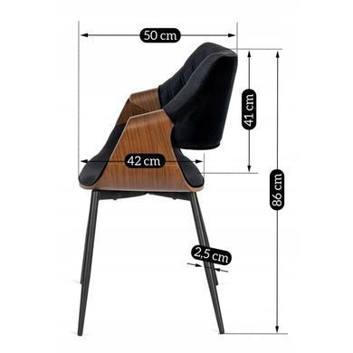 Стілець оксамитовий MEBEL ELITE DAKOTA Velvet чорний / горіховий жива фотографія