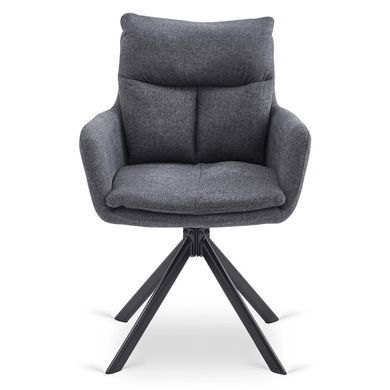 Комплект стола MEBEL ELITE LUIGI 160(240)х90 см серый мрамор/черный и 4 стульев PAUL темно-серого цвета реальная фотография