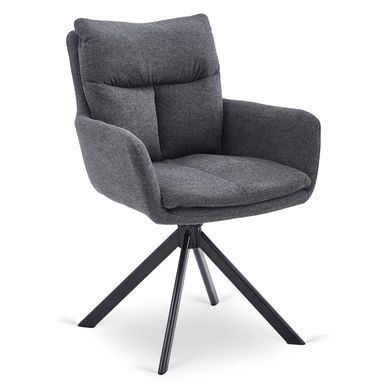 Комплект стола MEBEL ELITE LUIGI 160(240)х90 см серый мрамор/черный и 4 стульев PAUL темно-серого цвета реальная фотография