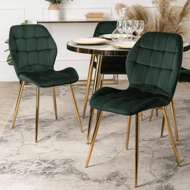 Стілець оксамитовий MEBEL ELITE LUCKY Velvet Зелений / Золотий жива фотографія