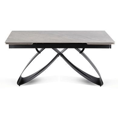Комплект стола MEBEL ELITE LUIGI 160(240)х90 см серый мрамор/черный и 4 стульев PAUL темно-серого цвета реальная фотография