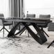 Комплект стола MEBEL ELITE LUIGI 160(240)х90 см серый мрамор/черный и 4 стульев PAUL темно-серого цвета