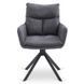 Комплект стола MEBEL ELITE LUIGI 160(240)х90 см серый мрамор/черный и 4 стульев PAUL темно-серого цвета