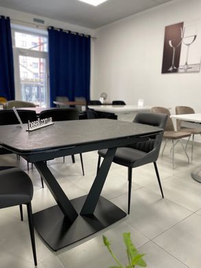 Стіл розкладний ELVI BLACK MARBLE Concepto 120(180)x80 Кераміка Матовий Чорний жива фотографія