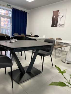 Стіл розкладний ELVI BLACK MARBLE Concepto 120(180)x80 Кераміка Матовий Чорний жива фотографія