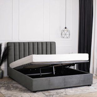 Кровать двуспальная бархатная 140x200 MEBEL ELITE MARI Velvet Серый реальная фотография