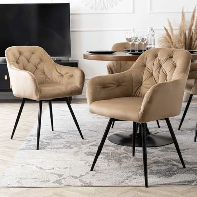 Стул поворотный бархатный MEBEL ELITE IDA Velvet Беж реальная фотография
