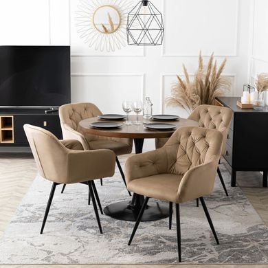 Стул поворотный бархатный MEBEL ELITE IDA Velvet Беж реальная фотография