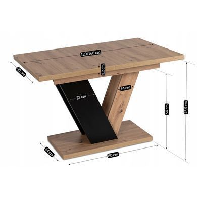 Комплект стол раскладной MEBEL ELITE CLARK 120(160)х80 см Дуб артизан/черный +4 стула TEX Темно серый реальная фотография