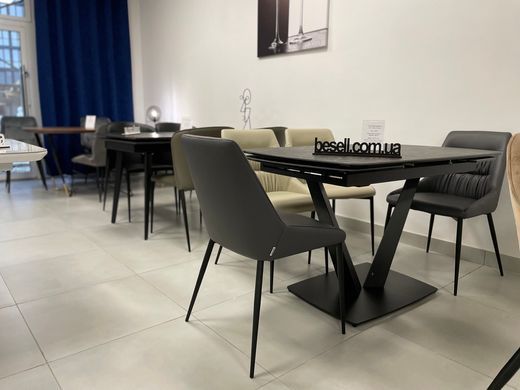 Стіл розкладний ELVI BLACK MARBLE Concepto 120(180)x80 Кераміка Матовий Чорний жива фотографія