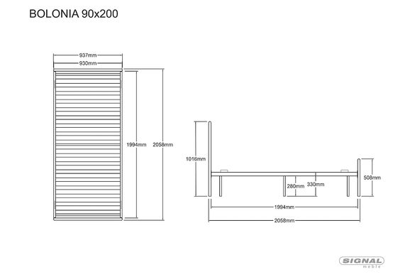 Кровать BOLONIA Signal 90x200 Черный реальная фотография