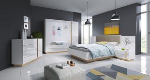 Спальня Perfect Home Арко / Arco Белый глянец/дуб грандсон реальная фотография