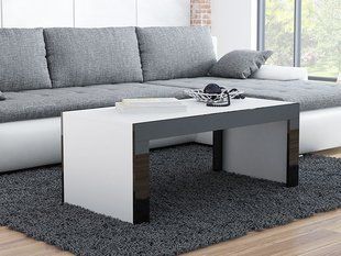 Журнальный столик TESS 120x60 Cama Белый Мат / Черный Глянец реальная фотография