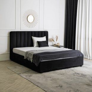 Кровать двуспальная бархатная 160x200 MEBEL ELITE MARI Velvet Черный реальная фотография