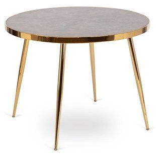 Стіл круглий TINGA MEBEL ELITE 100X100 Сірий/Золото жива фотографія
