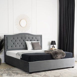 Кровать бархатная MEBEL ELITE APOLLO Velvet 120x200см Серый реальная фотография