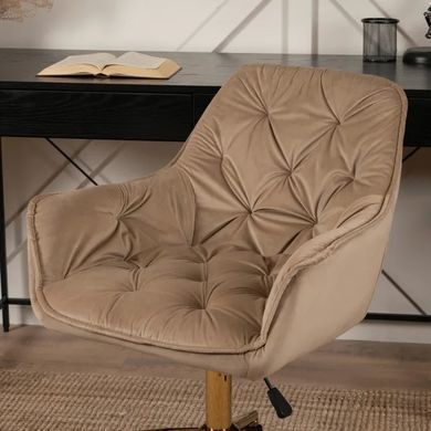 Стілець офісний поворотний оксамитовий MEBEL ELITE MILAN Velvet Бежевий / Золотий жива фотографія