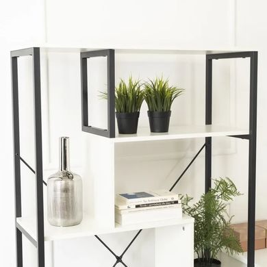Стелаж MEBEL ELITE AKRIS білий / чорний жива фотографія