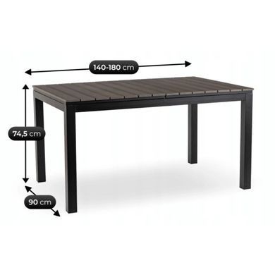 Стол Раскладной обеденный ARGOS MEBEL ELITE 140(180)х90 Темно-серый дуб/черный реальная фотография