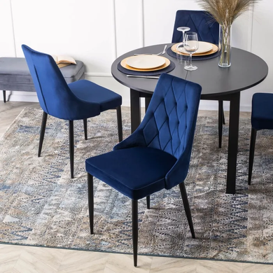 Стул бархатный MEBEL ELITE CORK Velvet Темно-синий реальная фотография