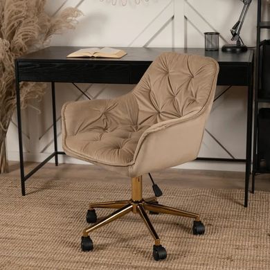 Стілець офісний поворотний оксамитовий MEBEL ELITE MILAN Velvet Бежевий / Золотий жива фотографія
