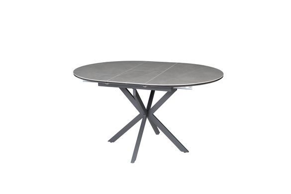 Стол раскладной GENEWA CERAMIC Intarsio 105(140)x105 серый/черный реальная фотография