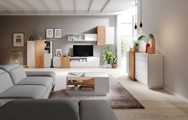 Стол журнальный Perfect Home 3Д / 3D 100 Белый/дуб золотой крафт реальная фотография