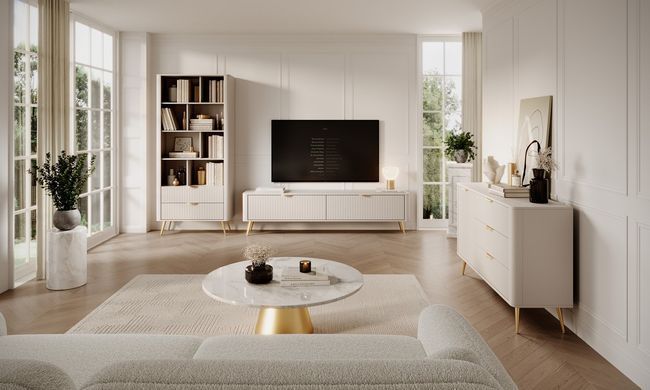 Комод Perfect Home Ланте/Lante с 6 ящиками и золотыми ножками 6S/163 Беж реальная фотография
