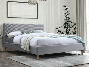 Ліжко AZURRO Velvet Signal 160x200 Світло Сірий жива фотографія