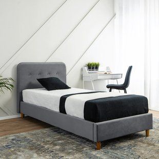 Кровать бархатная MEBEL ELITE DENNIS Velvet 90x200 Темно Серый реальная фотография