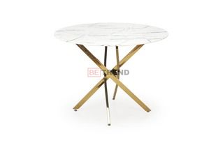 Стол обеденный RAYMOND-2 Halmar 100x100 Белый Мрамор / Золото реальная фотография
