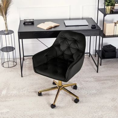 Стул офисный поворотный бархатный MEBEL ELITE MILAN Velvet Черный / Золотой реальная фотография