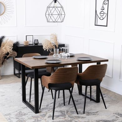 Комплект стол MEBEL ELITE GLOS 135х80 см Дуб Рустик / Черный +4 стула ORBI Черный/орех реальная фотография