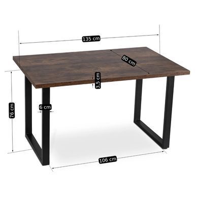 Комплект стол MEBEL ELITE GLOS 135х80 см Дуб Рустик / Черный +4 стула ORBI Черный/орех реальная фотография