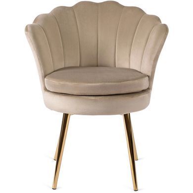 Стул бархатный MEBEL ELITE VIOLA Velvet Беж/золото реальная фотография