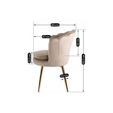 Стул бархатный MEBEL ELITE VIOLA Velvet Беж/золото реальная фотография