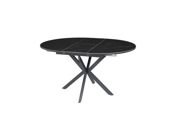 Стіл розкладний GENEWA CERAMIC Intarsio 105(140)x105 чорний/чорний жива фотографія