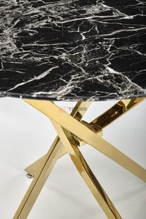 Стол обеденный RAYMOND-2 Halmar 100x100 Черный Мрамор / Золото реальная фотография