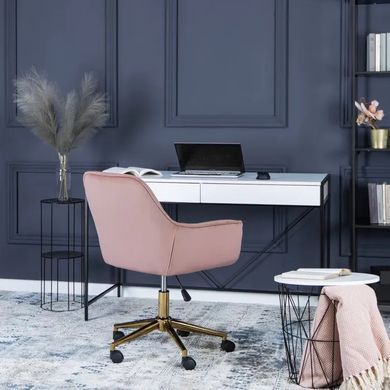 Стілець офісний поворотний оксамитовий MEBEL ELITE MILAN Velvet Рожевий / Золотий жива фотографія